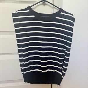 Endless Rose Black and White Striped Sleeveless Knit Tank